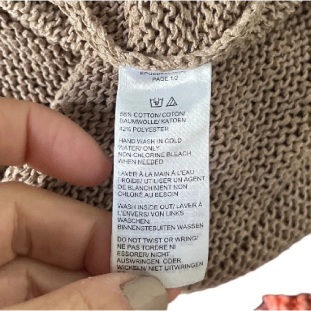 Lord and Taylor Tan Crewneck Knit Cotten Blend Sweater in Sahara Tan XL‎